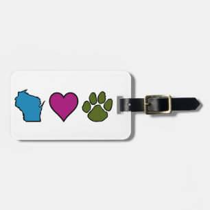 Wisconsin Hearts Animals Luggage Tag