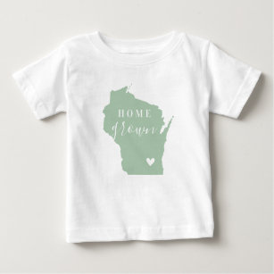 Wisconsin Home Grown   Editable Colours State Map Baby T-Shirt