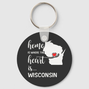Wisconsin home is where the heart is key ring