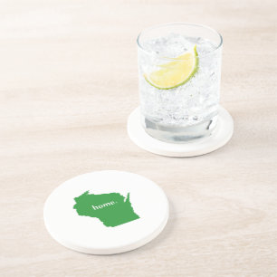Wisconsin home silhouette state map coaster