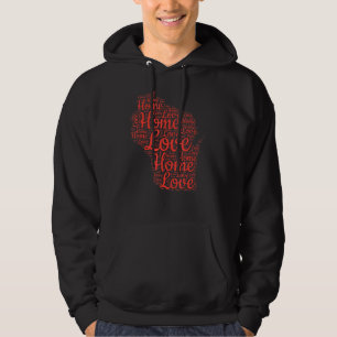 Wisconsin Home State Map Wi Love Type Red Map Pre Hoodie