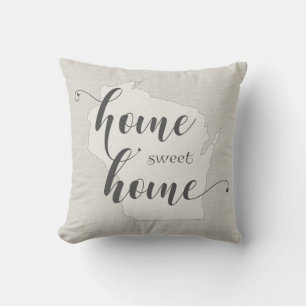 Wisconsin - Home Sweet Home burlap-look Cushion