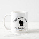 Wisconsin Home Sweet Home Family Monogram Mug<br><div class="desc">Modern farmhouse Home Sweet Home coffee mug personalised with your family name and city or other custom text. Click Customise It to move the heart to any location on the state map and further personalise the text. Custom coffee mugs make a perfect housewarming or wedding gift for couples and families!...</div>