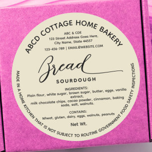 Wisconsin homemade bread Label Cottage law Label