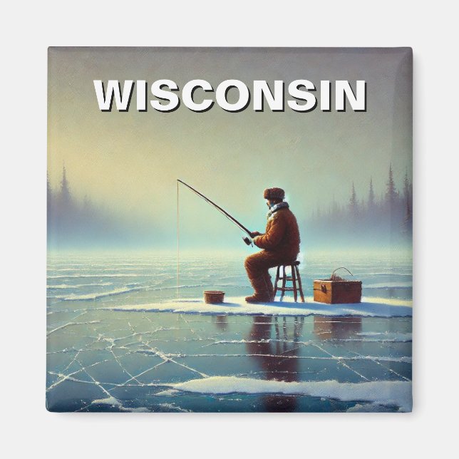 Wisconsin Ice Fishing Magnet (Front)