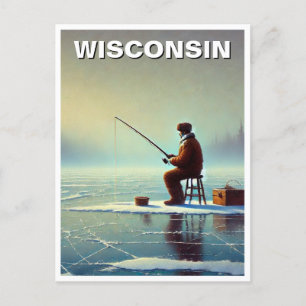 Wisconsin Ice Fishing Postcard