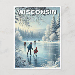 Wisconsin Ice Skating Postcard