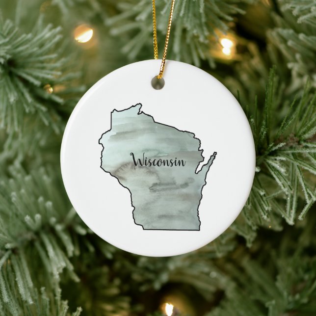 Wisconsin Illustration Painting Ceramic Orname Ornament (Tree)