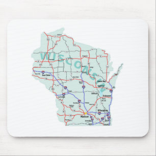 Wisconsin Interstate Map Mousepad