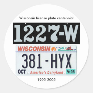 Wisconsin License Plate Centennial Classic Round Sticker
