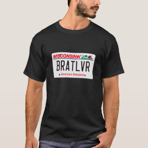 Wisconsin License Plate Design BRATLVR Funny Wi Pa T-Shirt