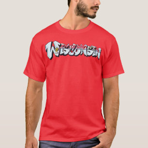 Wisconsin License Plate Graffiti Red Available on T-Shirt