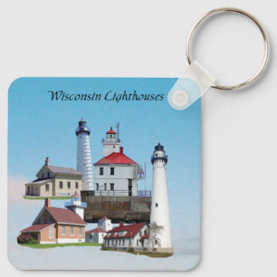 Wisconsin Lighthouses metal key chain