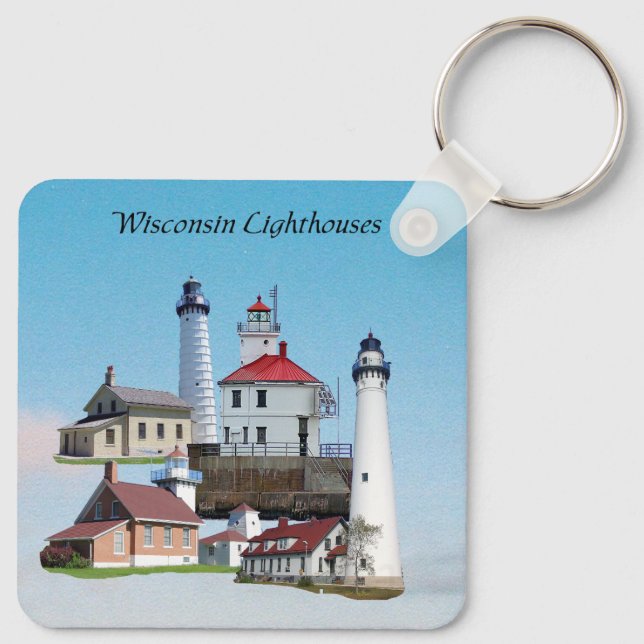 Wisconsin Lighthouses metal key chain (Back)