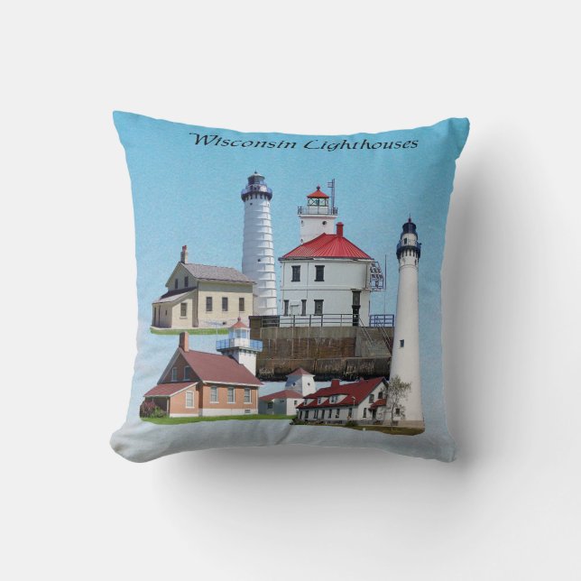 Wisconsin Lighthouses pillow (Front)