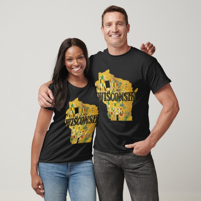 Wisconsin Map and Text T-Shirt (Unisex)