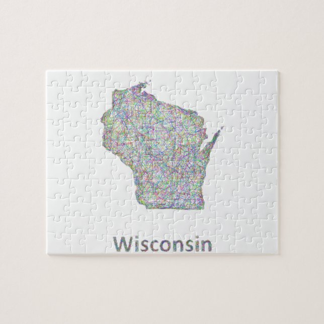 Wisconsin map jigsaw puzzle (Horizontal)