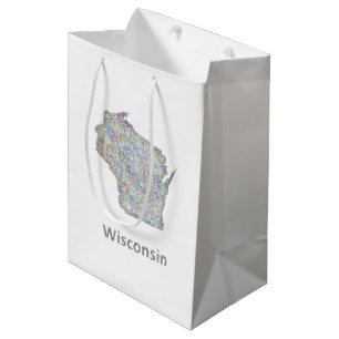 Wisconsin map medium gift bag