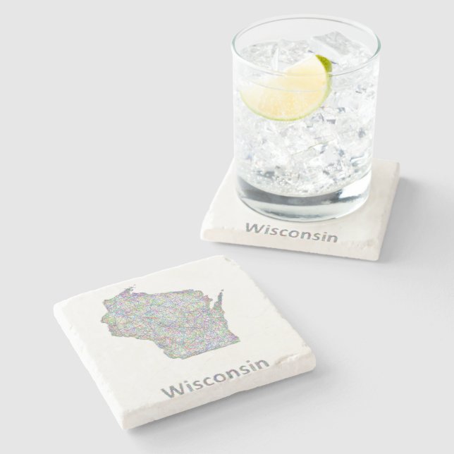 Wisconsin map stone coaster (Side)