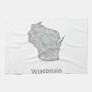 Wisconsin map tea towel