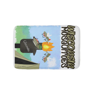 Wisconsin Mosquitoes Cartoon - Camping by Tiki Bath Mat