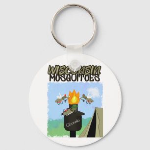 Wisconsin Mosquitoes Cartoon - Camping by Tiki Key Ring