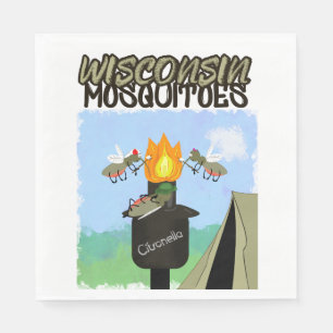 Wisconsin Mosquitoes Cartoon - Camping by Tiki Napkin