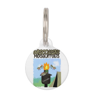 Wisconsin Mosquitoes Cartoon - Camping by Tiki Pet Tag