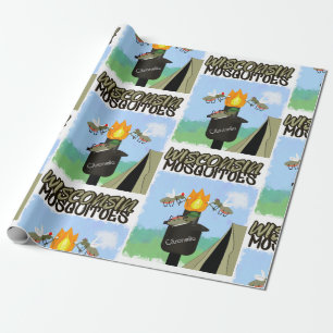 Wisconsin Mosquitoes Cartoon - Camping by Tiki Wrapping Paper