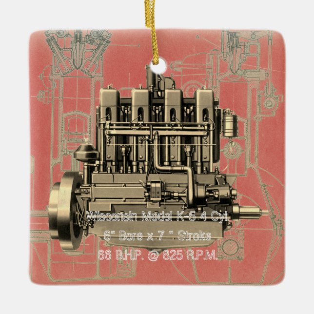 Wisconsin Motor Milwaukee Wisconsin Engine Early K Ceramic Ornament (Front)