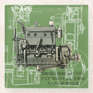 Wisconsin Motor Milwaukee Wisconsin gas engine B-3 Glass Coaster