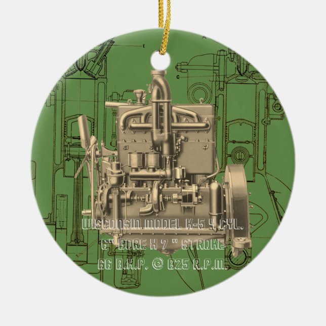 Wisconsin Motor Milwaukee Wisconsin gas engine  K Ceramic Ornament (Front)