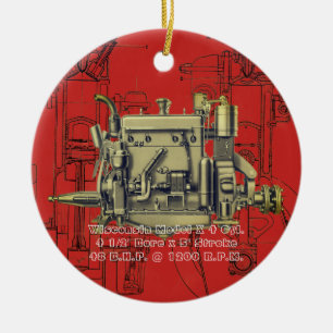 Wisconsin Motor Milwaukee Wisconsin gas engine X Ceramic Tree Decoration
