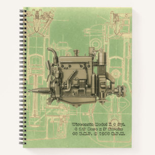 Wisconsin Motor Milwaukee Wisconsin gas engine X Notebook