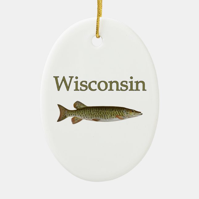 Wisconsin Musky Ceramic Ornament (Front)