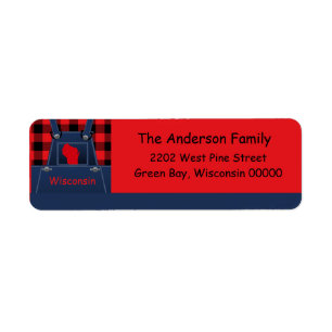 Wisconsin Overalls Buffalo Plaid Return Address Label