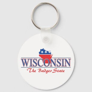 Wisconsin Patriotic Keychain
