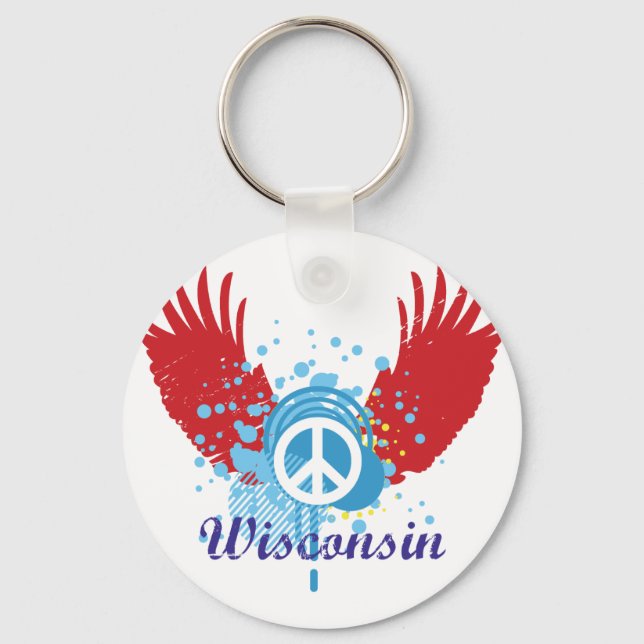 Wisconsin Peace Sign Key Ring (Front)
