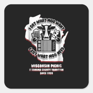 Wisconsin Picnic Cow Beer, Cheese & Accordion Square Sticker