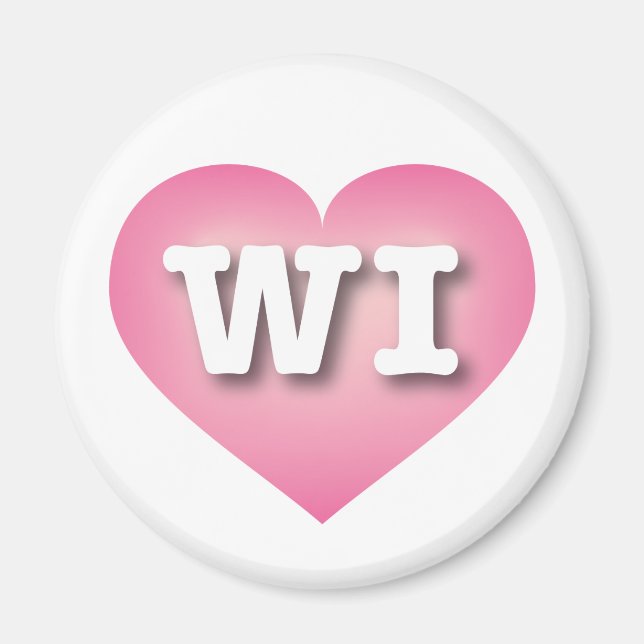 Wisconsin Pink Fade Heart - I love WI Magnet (Front)