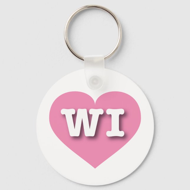 Wisconsin Pink Heart - I love WI Key Ring (Front)