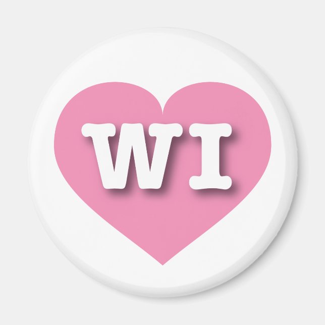 Wisconsin Pink Heart - I love WI Magnet (Front)