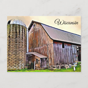Wisconsin Red Barn Farm Postcard