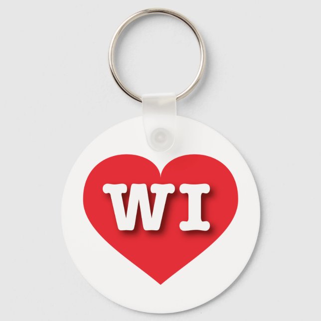 Wisconsin Red Heart - I love WI Key Ring (Front)