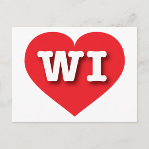 Wisconsin Red Heart - I love WI Postcard