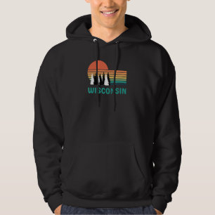 Wisconsin Retro Vintage Sunset Groovy Snowboarding Hoodie