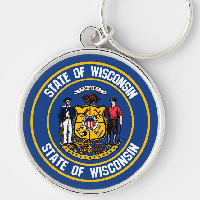 Wisconsin Round Emblem Key Ring (Front)