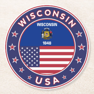 Wisconsin Round Paper Coaster