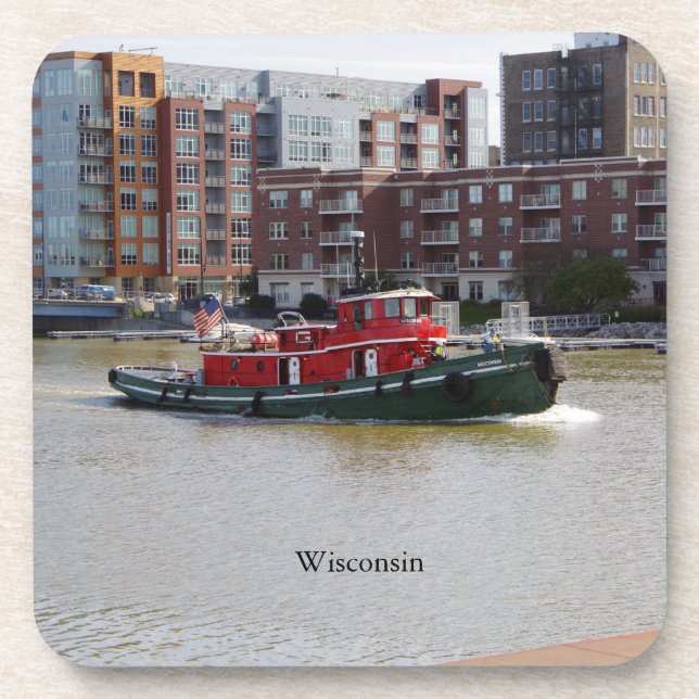 Wisconsin set of 6 plastic coasters (Front)