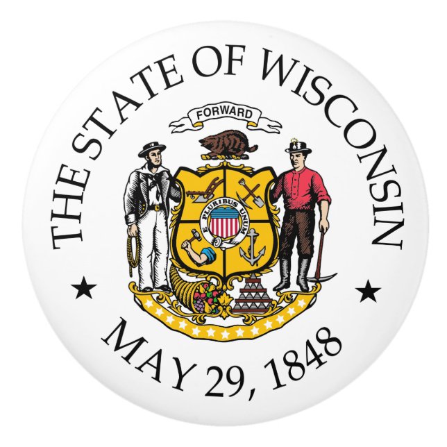 Wisconsin sign ceramic knob (Front)